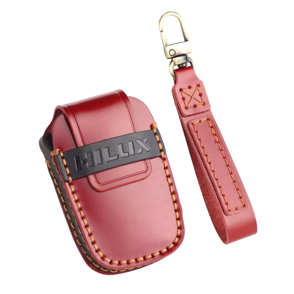 

Чехол для ключей из натуральной кожи для Toyota Hilux GUN125 кожаный ключ ключ смарт-ключ кастомный чехол для ключей с логотипом HILUX серия [LEXLEY], крышка, держатель, чехол, (красный)