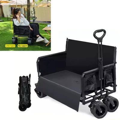 Daugiafunkcinė stovyklavimo vežimėlio rogutė, paverčiama sofa ir priekaba, su 360° ratais, sulankstomas vežimėlis lauko stovyklavimui, iškyloms