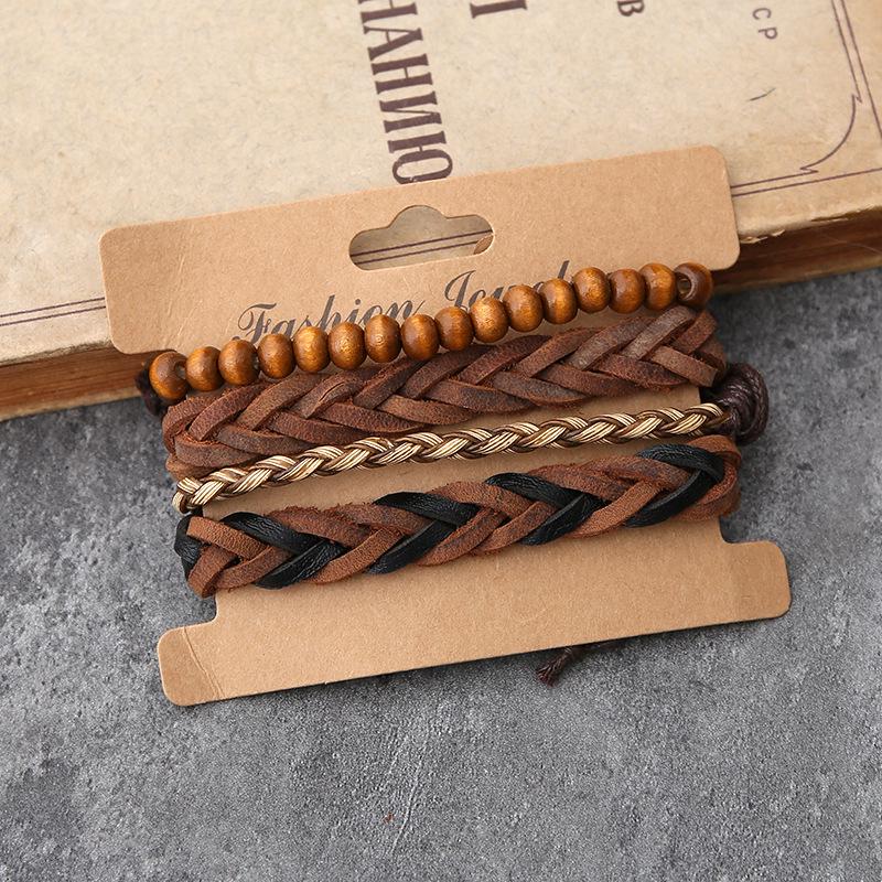 Alloy Arrow Heart Retro Faux Leather Men's Bracelet Set