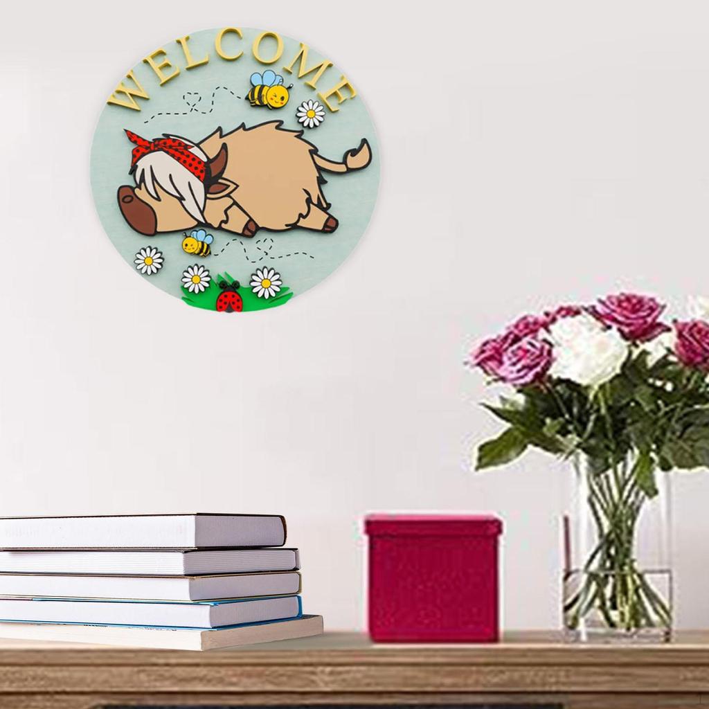 Highland Cow Wood Sign for Entryway, Wall Decor Living Room
