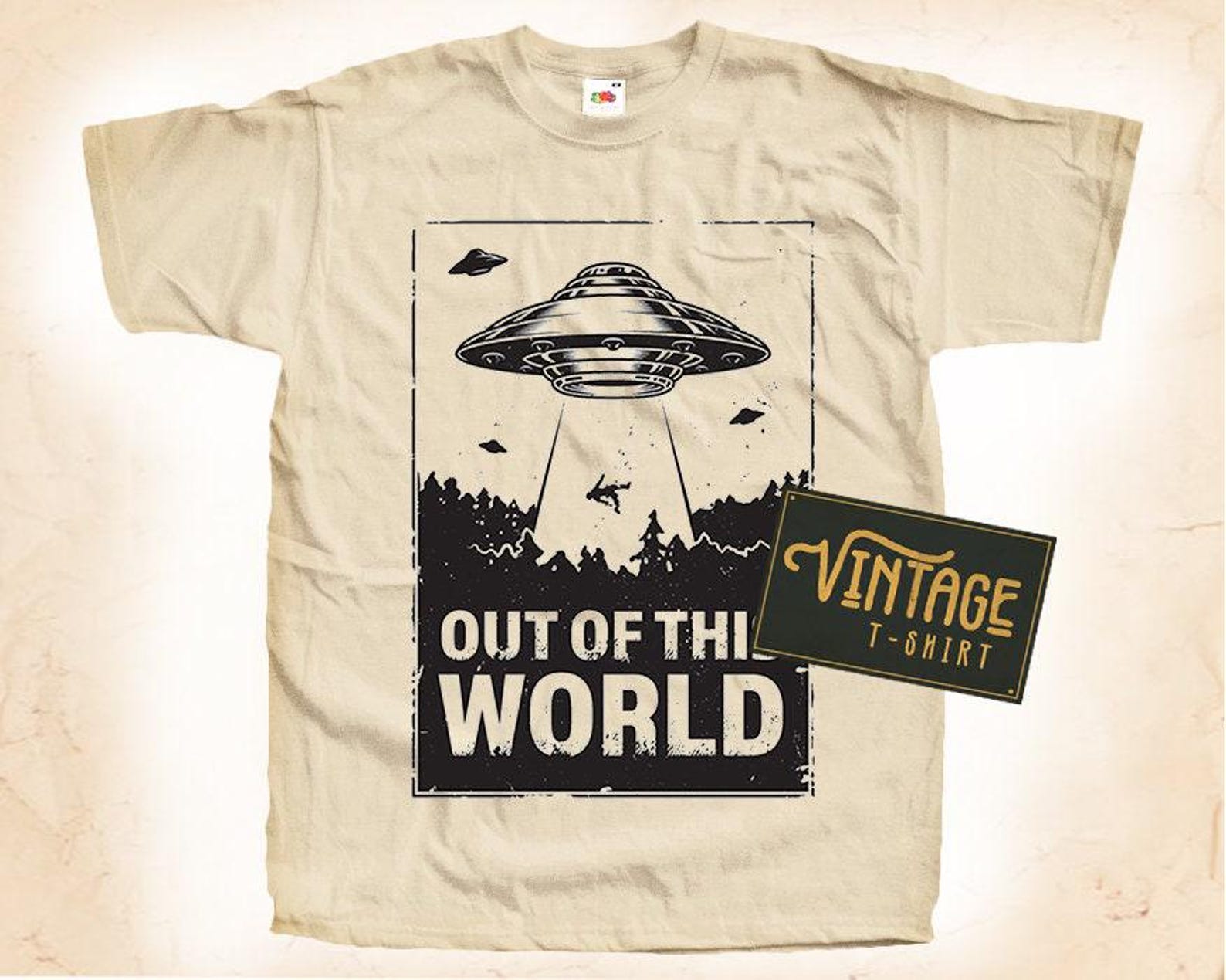 Out of this World T-Shirt Tee Natural Vintage Cotton Movie Poster Beige All Sizes S M L XL 2X 3X 4X 5X S