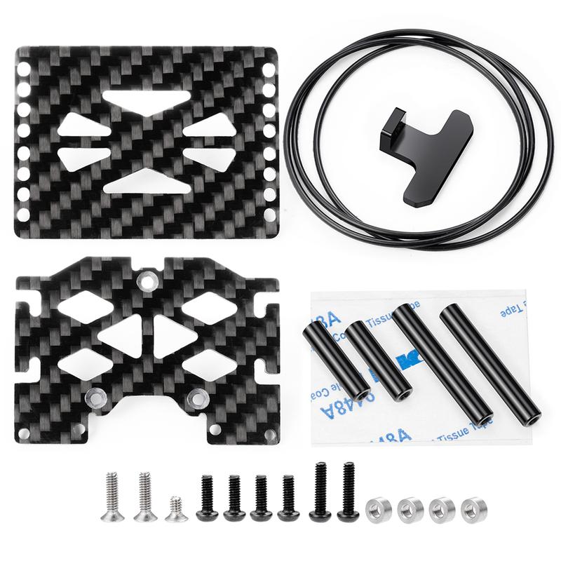 AXSPEED Carbon Fiber&Aluminum Battery Tray /Double Layer ESC Mounting Plate for TRX4M TRX4-M 1/18 RC Crawler Car Upgrade Parts