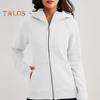 Lady Hoodie Jacket Plush-lined Solid Color Zipper Closure with Pockets Elastic Cuffs And Hem Long Sleeves Cardigan Casual Daily Coat
