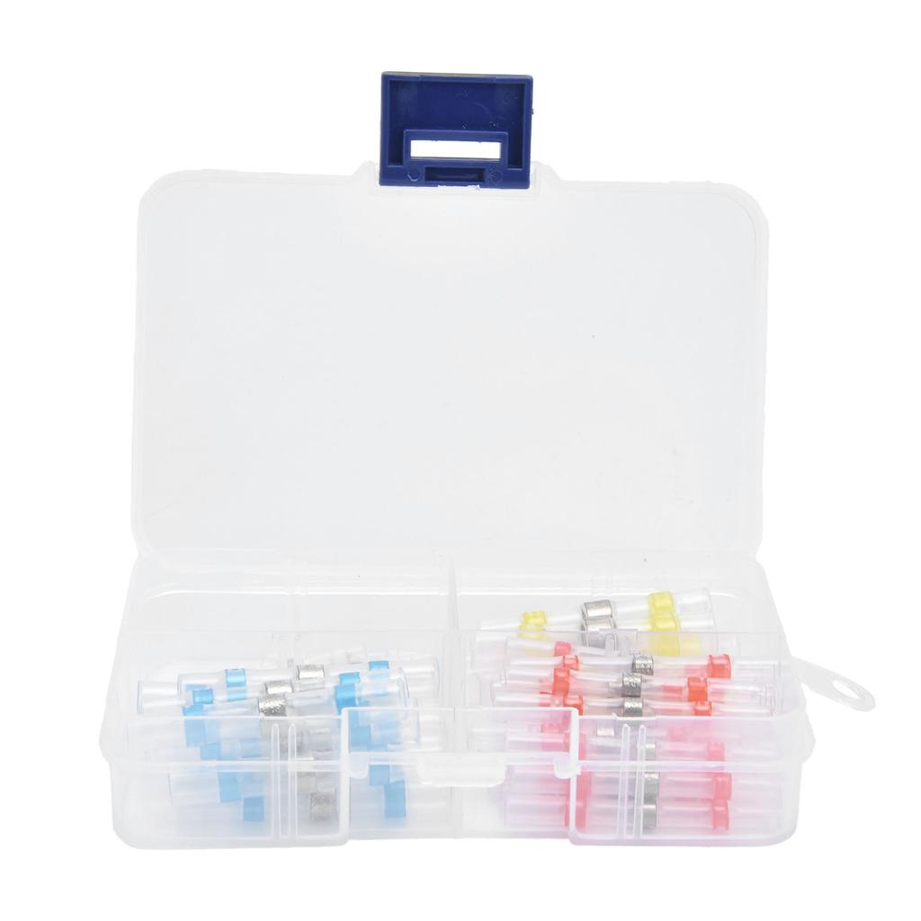 50pcs Waterproof Wire Connectors Bendable Marine Grade Insulated Electrical Wire TerminalsWhite 10 Red 23 Blue 12