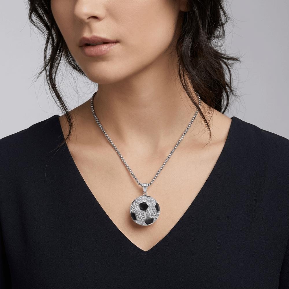 Jewelry Football Necklace Rhinestone Soccer Necklace Exquisite Football Pendant Choker  Gift
