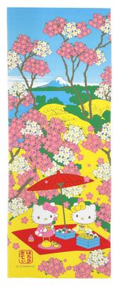 Sanrio Japanese Hand Towel Kitty Mimmy No Gift Made In Japan & "Gotenyama Fuji"