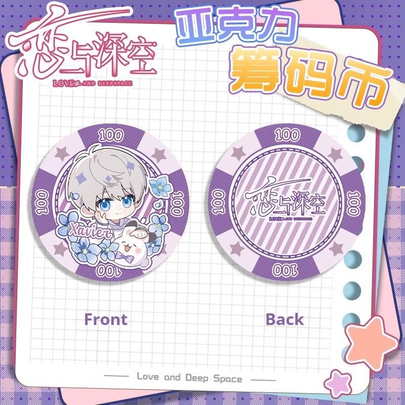 Love and Deepspace Sylus Rafayel Zayne Xavier Caleb Acrylic Chip Coin 43MM Anime Cosplay Colorful Pattern Game Coin Game Gift