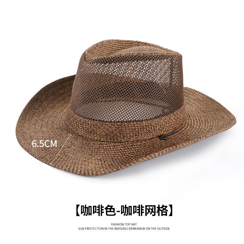 Straw Hat Men's Spring and Summer Outdoor Construction Site Sunscreen Hat Breathable Sun Hat Casual Visor Hat Top Hat Fishing Hat