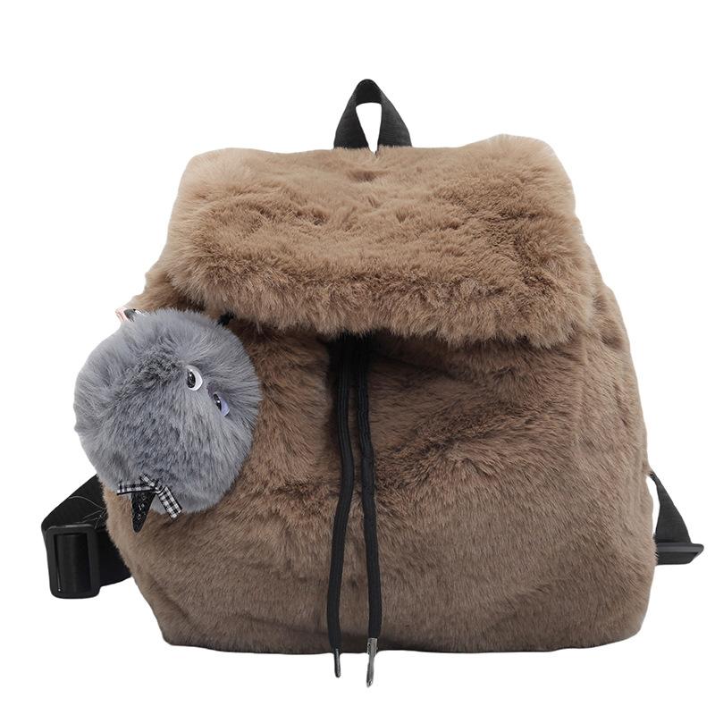 Soft and Fluffy Plush Women's Casual Street Backpack Autumn and Winter New Student Schoolbag Travel Backpack