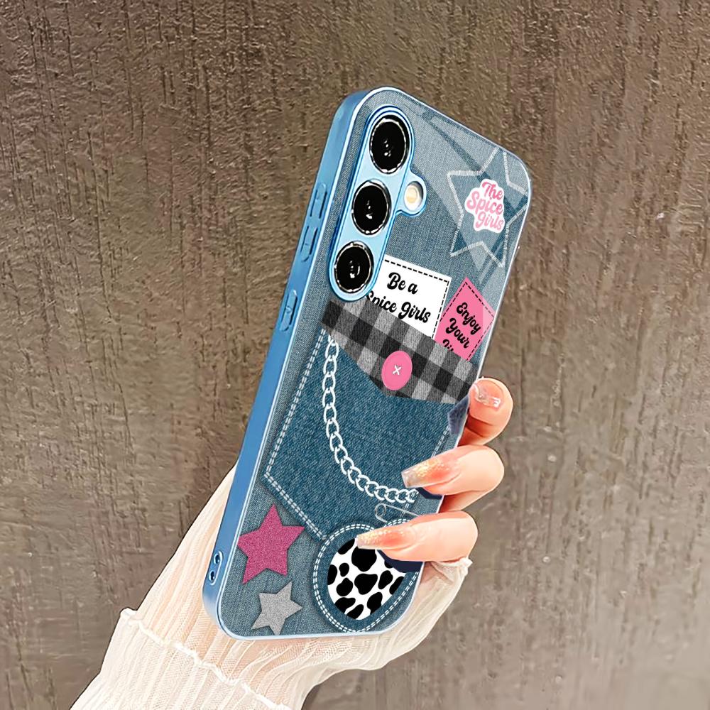 Pocket fabric pattern PhoneCase for Samsung Galaxy S26 S25 S24 S23 S22 FE Ultra Plus Built-in glass feel bare machine Men women