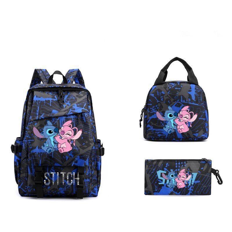 Stitch Student Backpack Lunch Bag And Pen Case Threepiece Set For Use Education