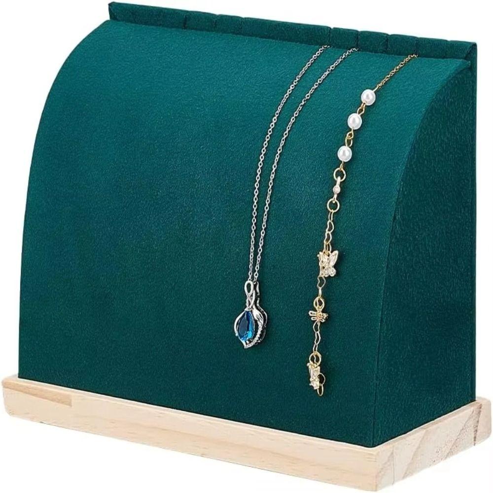 PU/Velvet Surface Jewelry Storage Rack Solid Wood Base Chain Pendant Storage Holder Photo Props