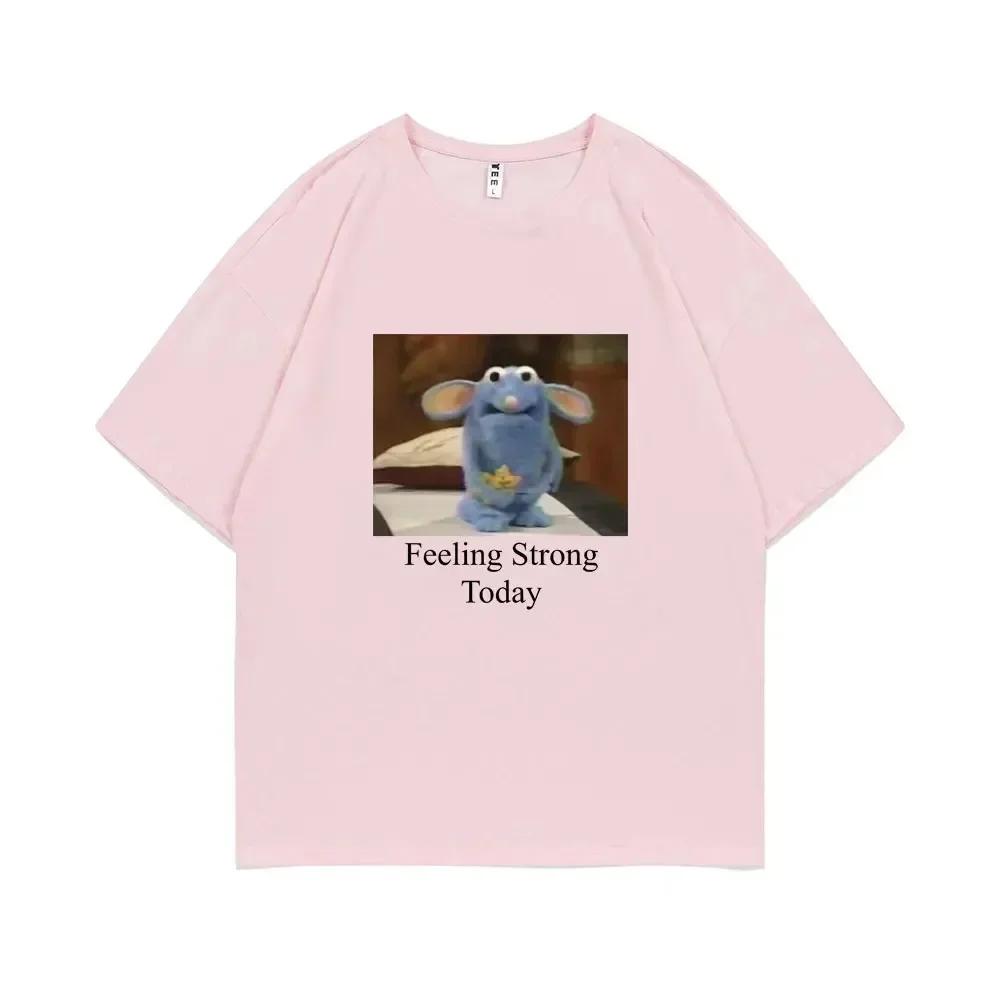 

Tutter Feeling Strong Today T-shirt Anxious Tutter Tshirt Funny Mouse Graphic T Shirts Men Women Casual Oversized Short Sleeve S
