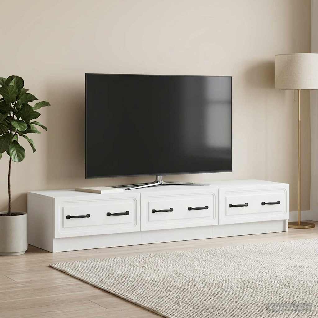 TV Cabinet with Drawers White 147 X 34.5 X 27 Cm Engineered Wood