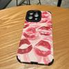 Fashion Red Lip Print Silicone Case For iPhone 14 11 12 13 15 Pro Max Mini SE X XS XR 8 7 Plus Soft Leather Shockproof Cover