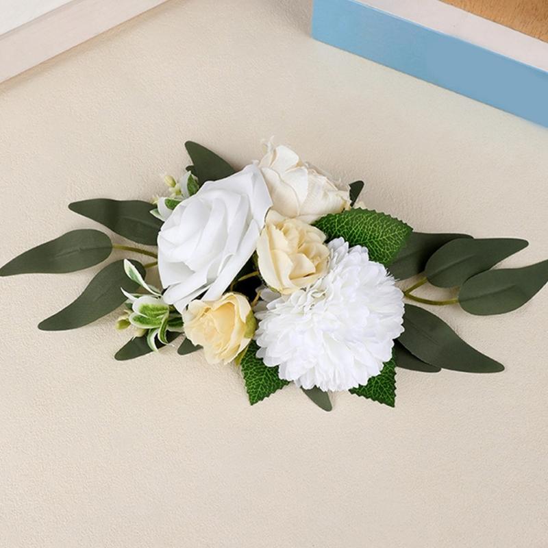 2PCS Silk Flower Wedding Cake Decoration Craft Boutonniere Project Making Supply Artificial Flower for Bride Ceremony