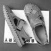 Summer Leather Men's Sandals Handmade Beach Shoes Soft Rubber Mesh Shoes Comfotable Hollow Out Flats Magic Glue Sneakers Sandaly