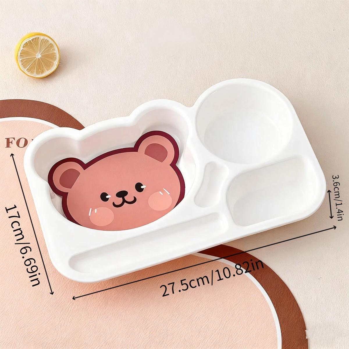 

Large Capacity Dinner Plate For Kids Cartoon Plastic Divided Fruit Salad Plate Reusable Breakfast Food Plate Microwave Heatable белый