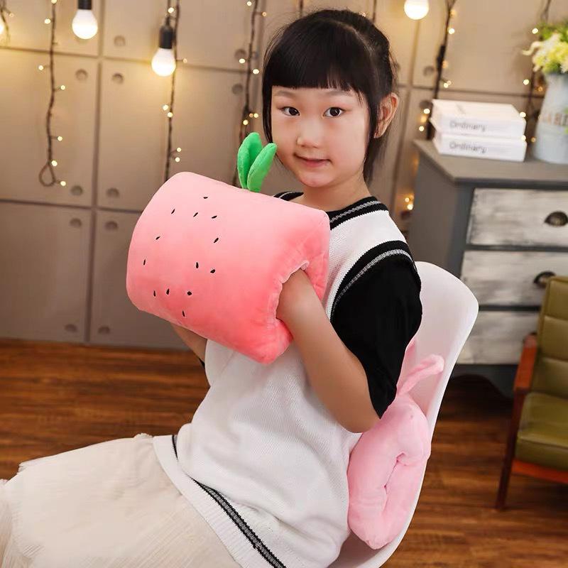 Cartoon Fruit Unicorn Rabbit Plush Hand Warmer and Nap Pillow Toy