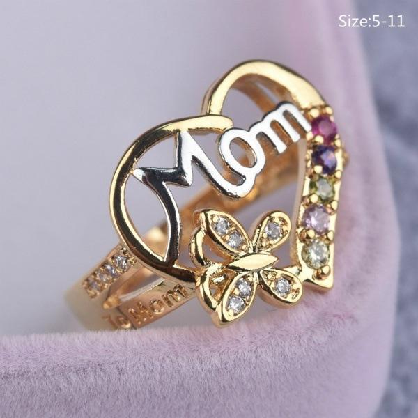 Hand-decorated Love-shaped Mother's Ring Mother's Day Gift MOM Ring
