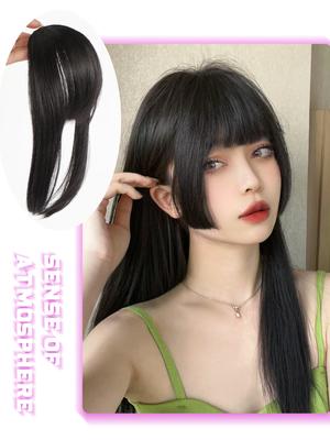 Synthetic Wig Natural Straight 10-inch Black Bangs Sandwiched Between Bangs and the Edges of Hair Everyday Women's Wigs