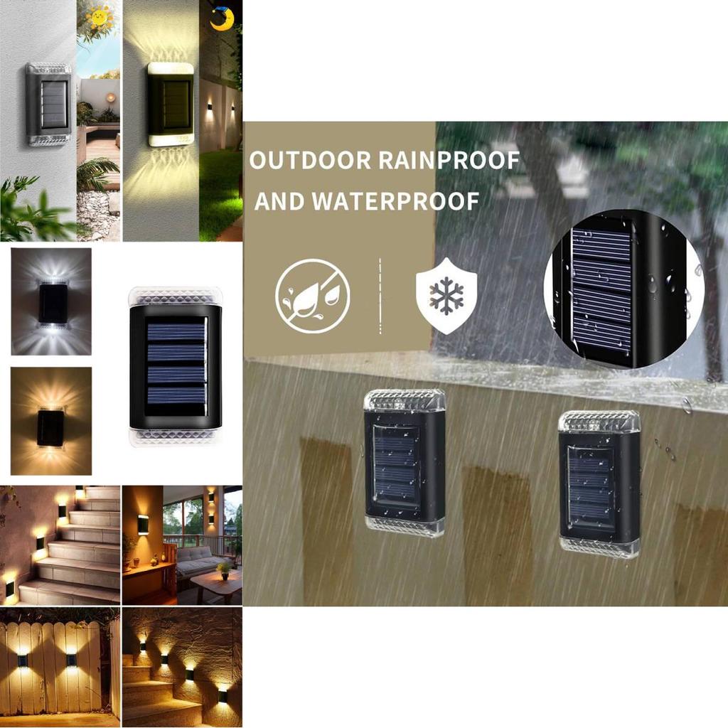 New Solar Wall Light Dual Head Led Outdoor Garden Lamp With Warm And White Light Options
