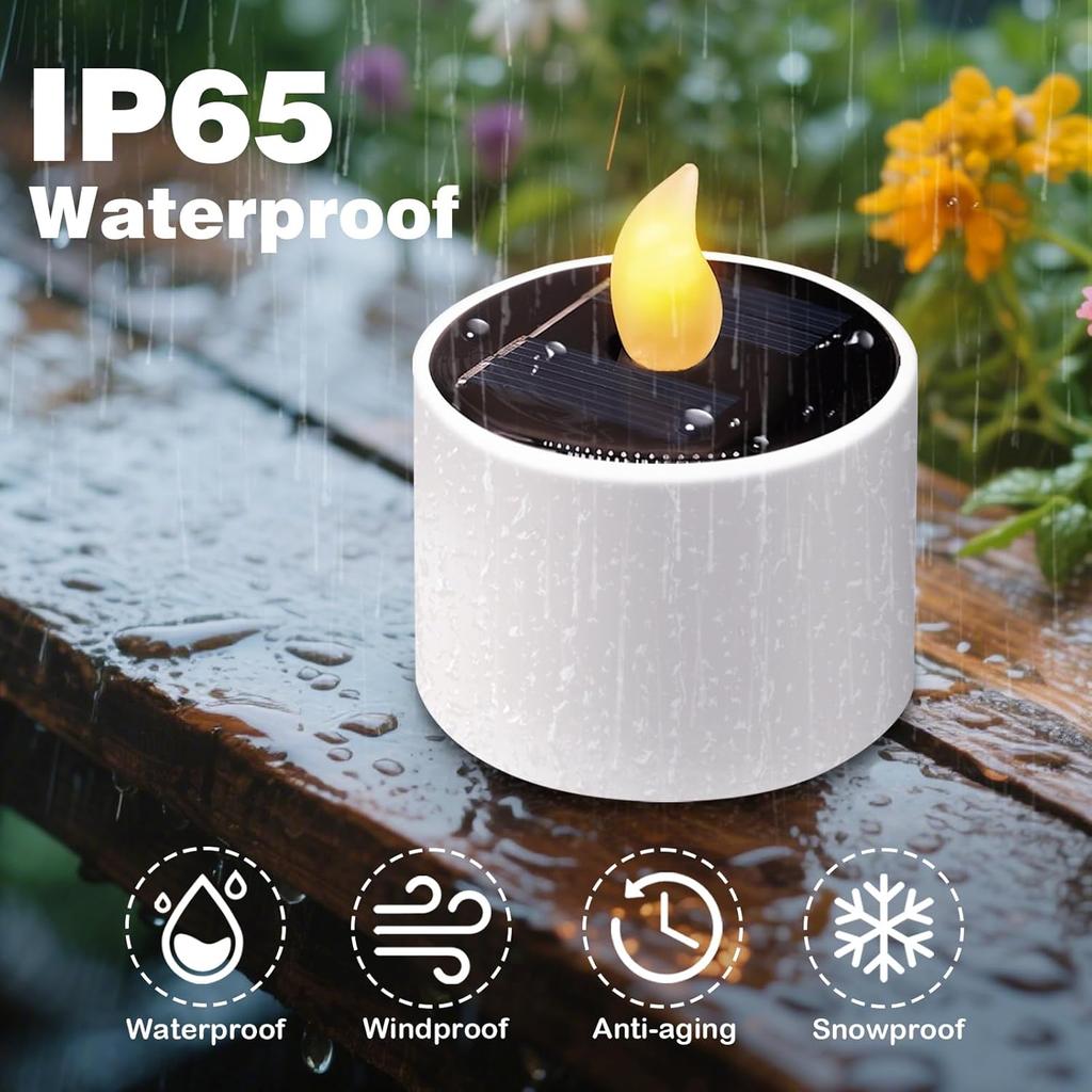 Solar Tea Lights - 10 Pack Waterproof Rechargeable LED Candles for Outdoor Garden Camping Decor, 2.3''x2.1''