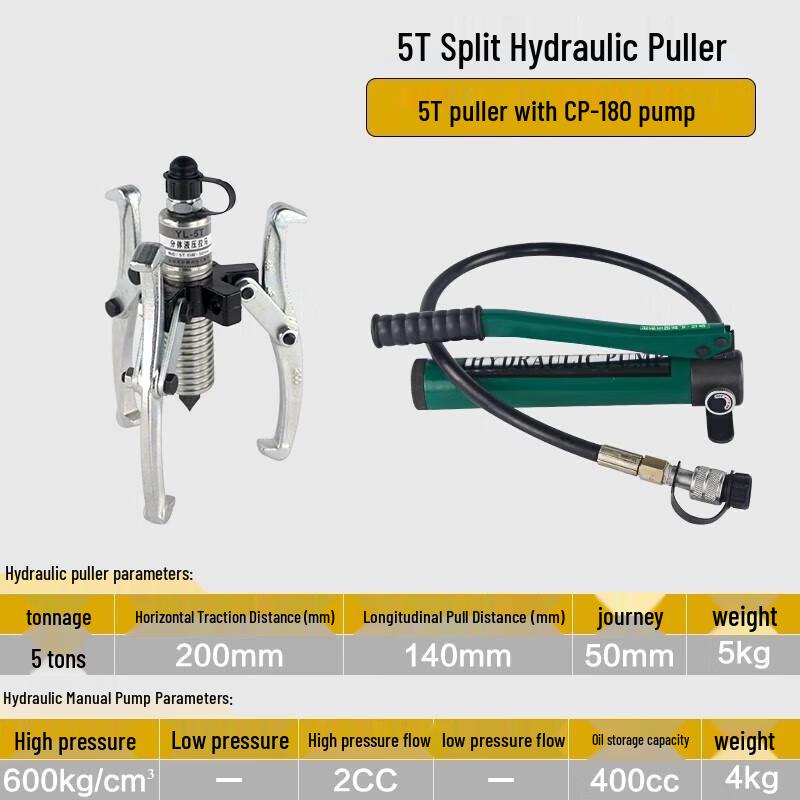Junlun 5-Ton Split Hydraulic Bearing Puller Kit CN plug (adapter included)