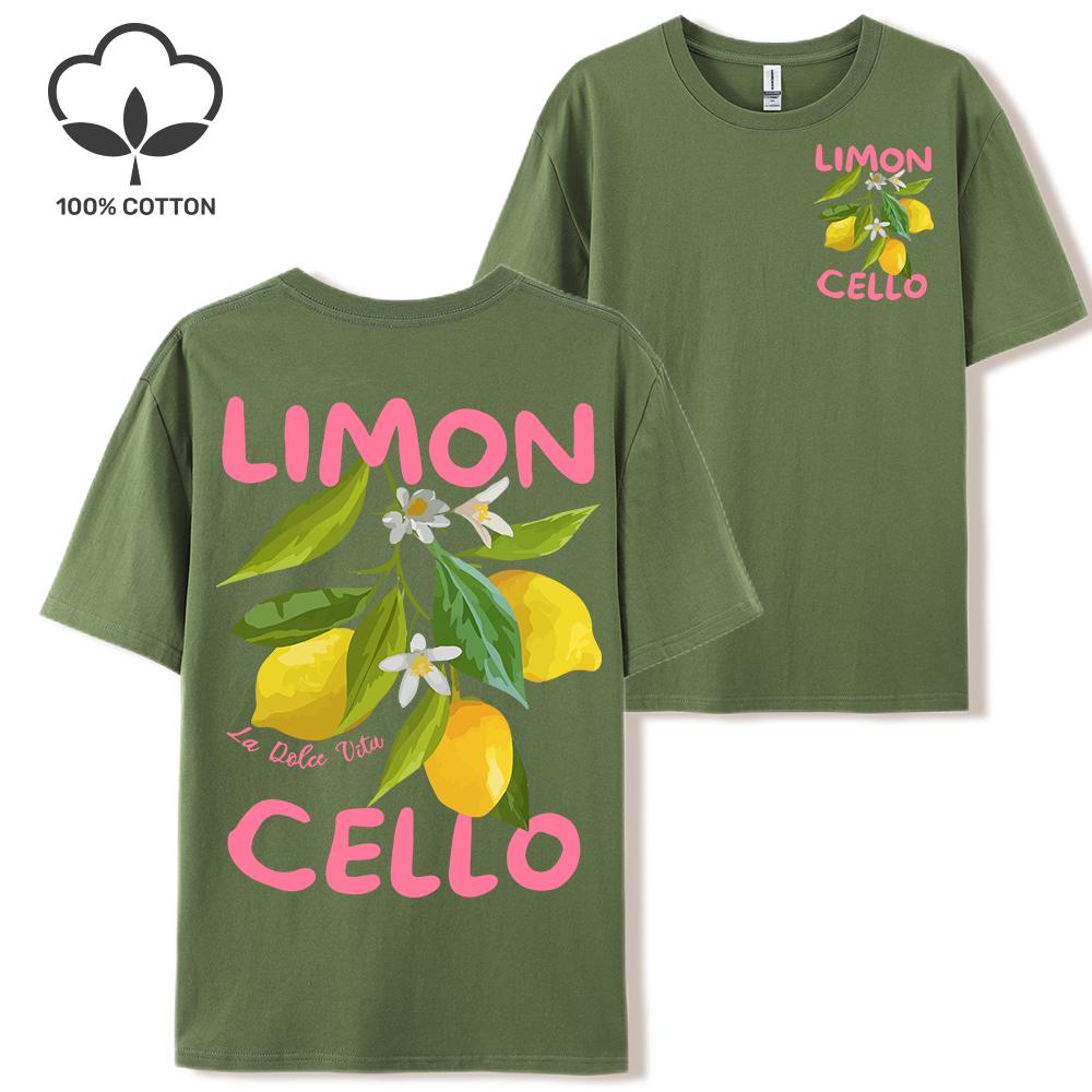 Lemon Fruits Cello Pink Letter Print Woman T Shirts Cotton Multicolor T Shirt Hip Hop Summer Short Sleeve Y2K Womens Streetwear