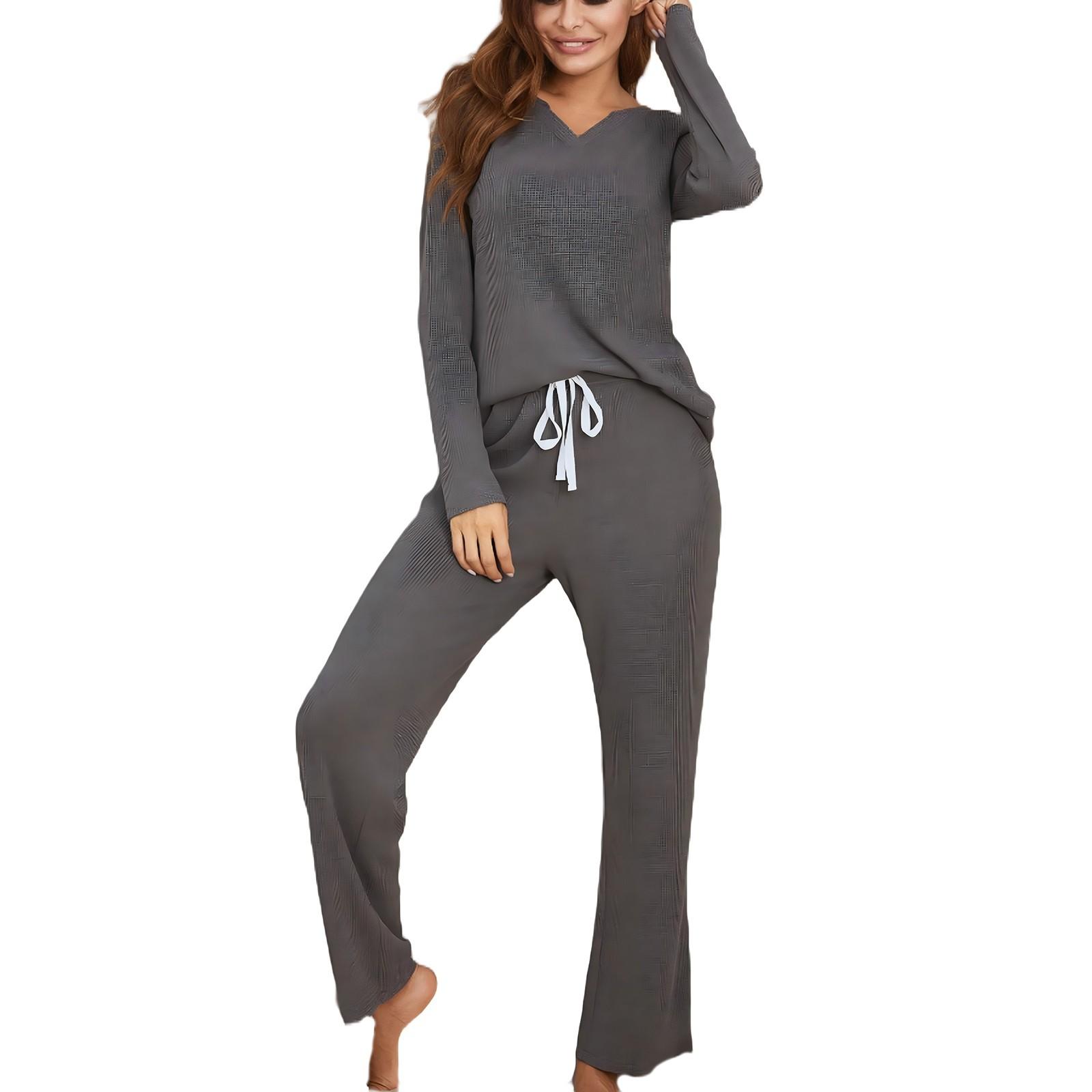 

Женский комплект домашней одежды с длинным рукавом и длинными брюками. Домашняя пижама. L