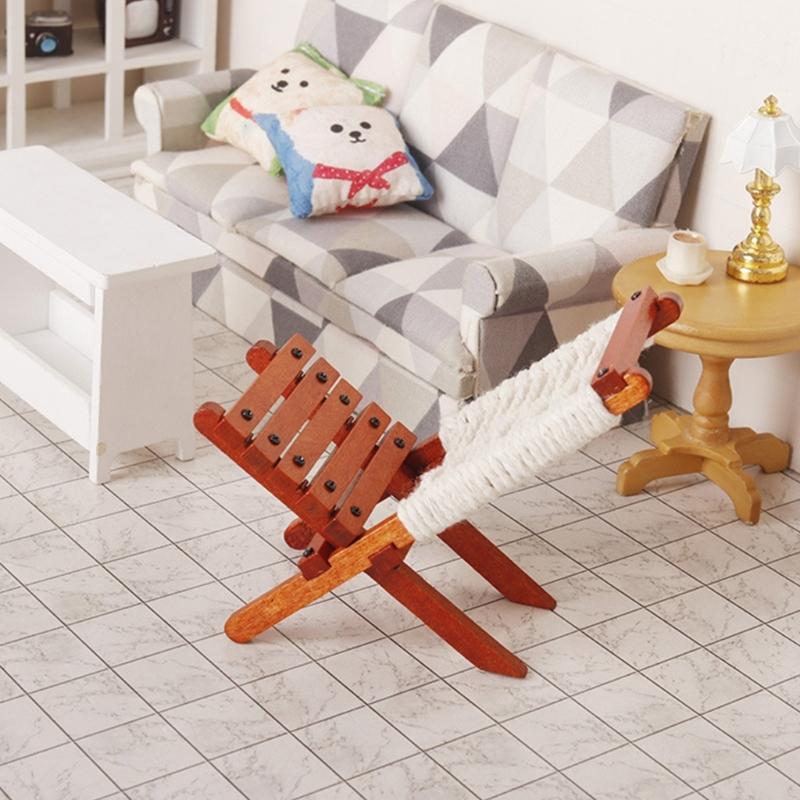 Doll House Zakka Chair Model Realistic Dollhouses Folding Chair Realistic Play Chair Realistic 1:12 Model Mini Size Toy