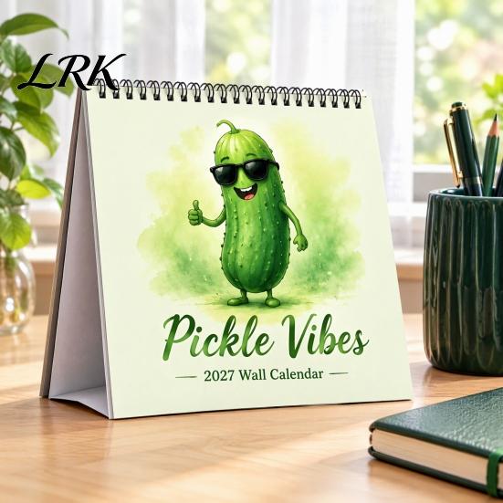 Unique Gift for Friends Pickle Wall Calendar 2027, Funny Pickled Cucumber Illustrations 12 Daily Schedule Planner Month Planner, Spiral Bound Hanging