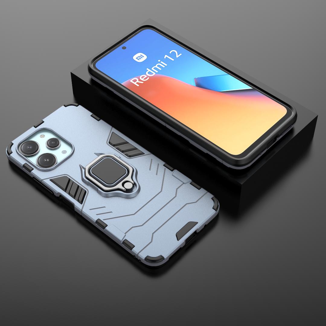 

Для Xiaomi Redmi 12 Redmi12 4G чехол противоударный жесткий чехол-подставка для телефона с кольцом задняя крышка For Xiaomi Redmi 12 4G темно-синий