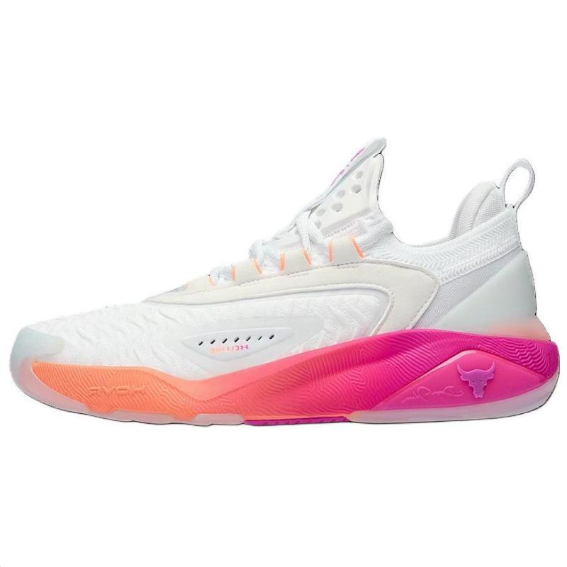 Under Armour Project Rock 7 Slip Resistant Abrasion Resistant Low top Training Shoes Women's White Pink Sneakers 3027601-101