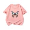Kids Cotton T Shirt Colorful Floral Pattern Butterfly Print Crew Neck Short Sleeve Tee Casual Boys Girls Summer Tops
