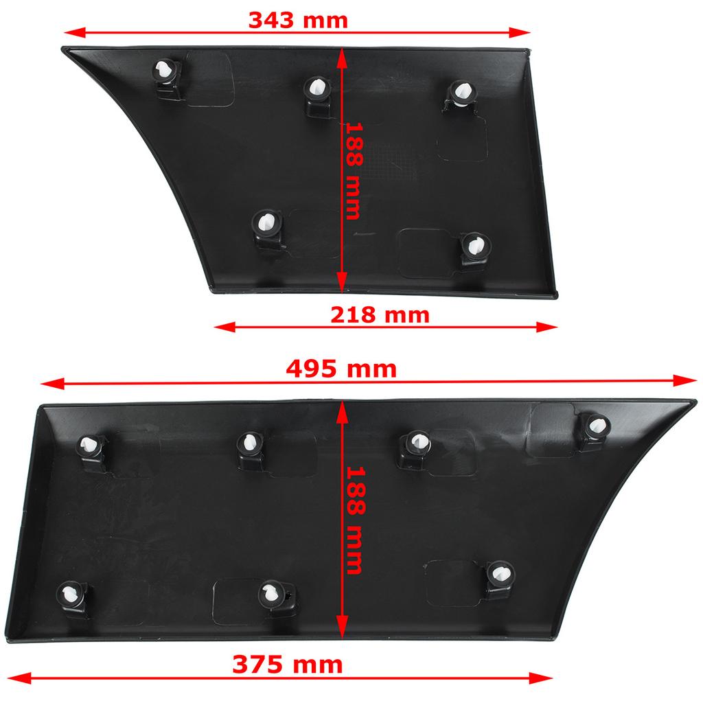 Renault Master III L2 2010+ Rechte Seitenleisten-Set 2 Stück (Vorderrad & Hinterrad) Schwarz Ohne Loch + Clips OEM 768F30006R/05R