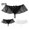 Women Thong Mesh Lace Bow Decor Spaghetti Strap Open Crotch Solid Color Low Waist Seductive Elastic Hot Lady G String Panties Underwear