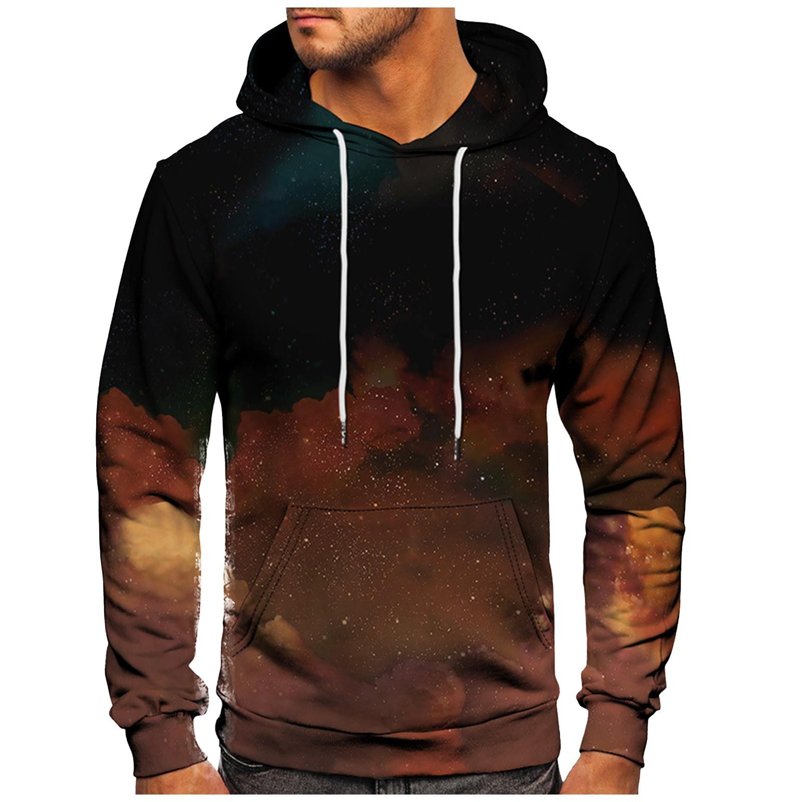 Мужская свободная толстовка с капюшоном с принтом мужская повседневная модная спортивная толстовка L чёрный 1933₽