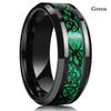 8Mm Men Black Red Stainless Steel Finger Ring Viking Dragon Blue Cubic Zirconia Inlay Finger Ring Nuptial Bridal Band Beveled Edge Comfort FitTrendy