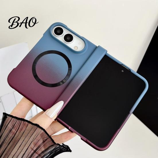 Scratch Resistant Lens Guard Case Magnetic for iPhone, Gradient Skin-like Protective Cover with Built-in Ring Phone Foldable Phones And Hinge