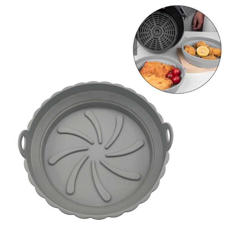2Pcs Silicone Mould for Hot Air Fryer Foldable Air Fryer Silicone Pots Reusable Non-Stick Air Fryer Silicone Mould
