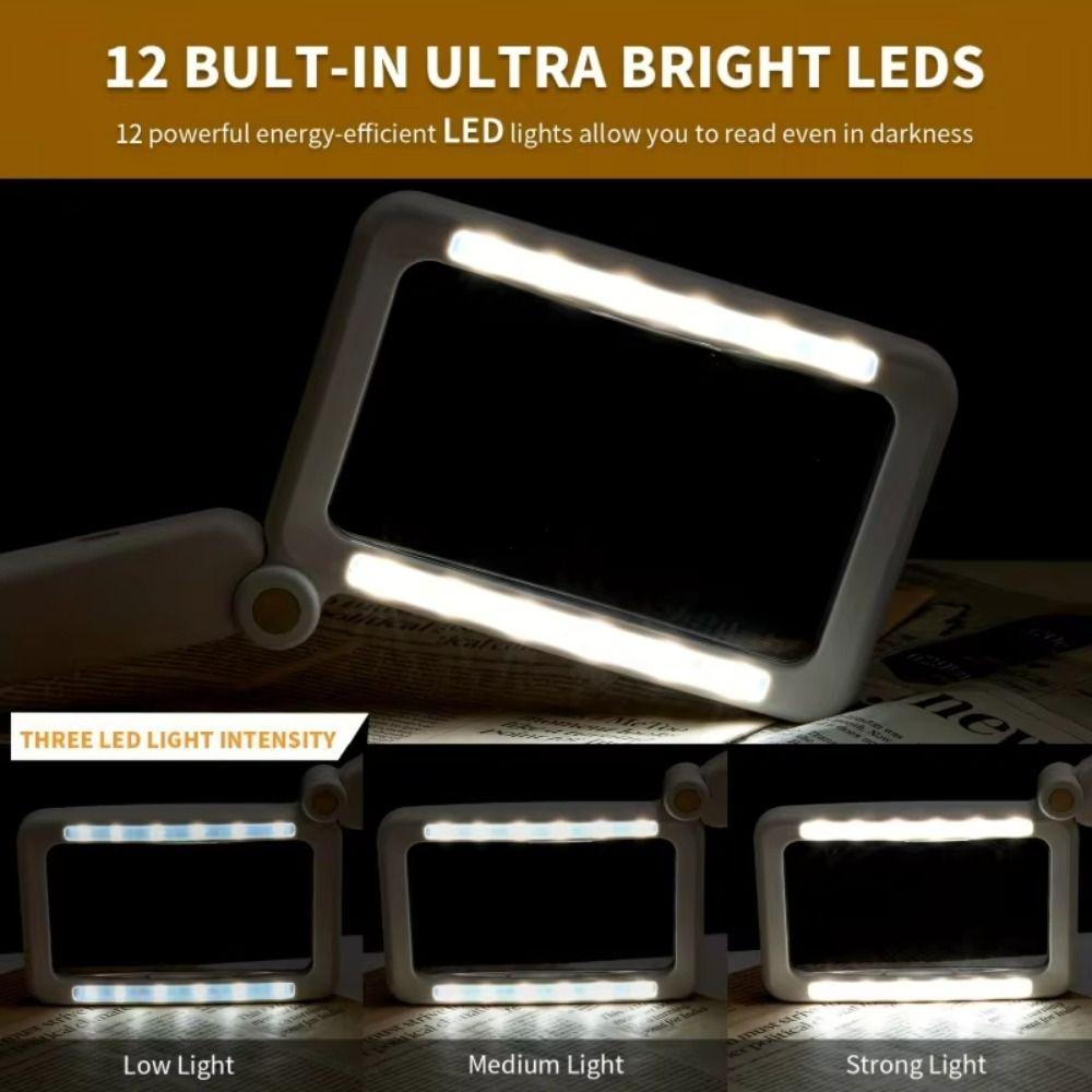 3 Beleuchtungsmodi LED-Lichter Lupe 10 LED-Lichter Handgehaltener Lese-Lupe für Senioren