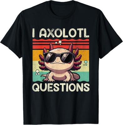 Ik Axolotl Vragen Shirt Volwassenen Jeugd Retro Vintage T-shirt Heren Dames T-shirts Top