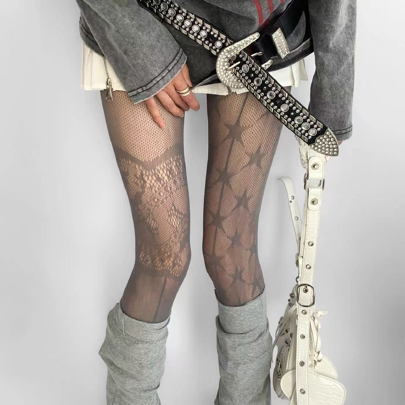 Sexy Netzstrümpfe Für Damen Braun Mode Chic Sternenmuster Strumpfhosen One Size