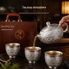 Jiangmingtang Gilt 999 Silver Ceramic Kung Fu Tea Set
