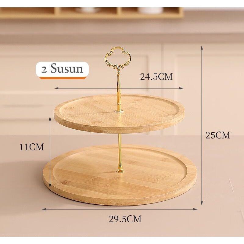 Bamboo Wood Tiered Serving Tray