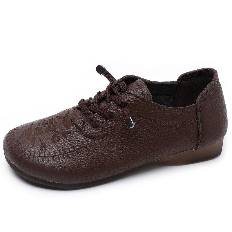 Fashion GKTINOO Fashion Women Flat Shoes Spring Autumn Round Toe Sneakers Genuine Cow Leather Soft Sole Comfort Casual Shoes Woman