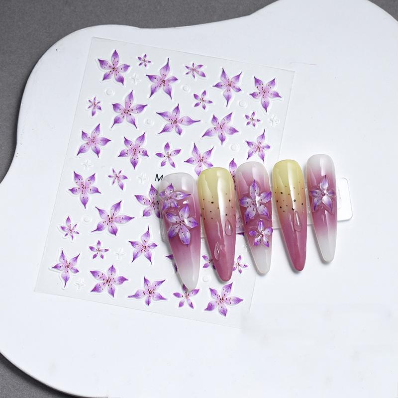 Lily Flower Shape Nail Sticker Enhancement Adhesive Stereoscopic Decoration Diy Accessory Nail Enthusiasts