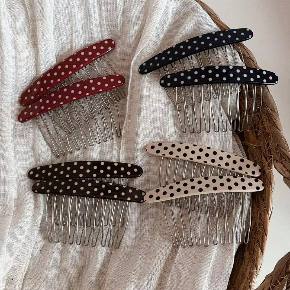 Polka Dot Comb Clip Non-Slip Bangs Hair Clip New Hair Side Combs  for Princess Hair Accessories