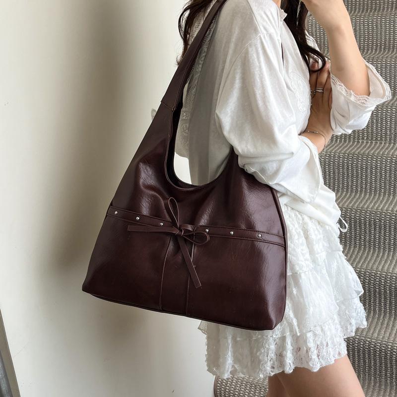 Autumn 2025 Women's High-End Soft Leather Tote Bag - Fashionable Single Shoulder Underarm Commuter Bag
